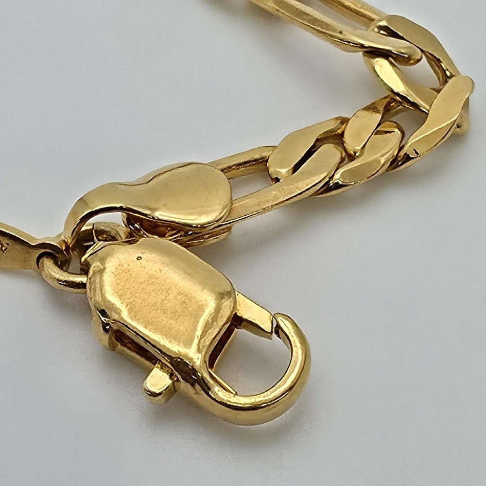 Vtg HONOR SOCIETY Women's Anklet Men's Bracelet Gold Plated Figaro Chain Avon 9" - Picture 10 of 14
